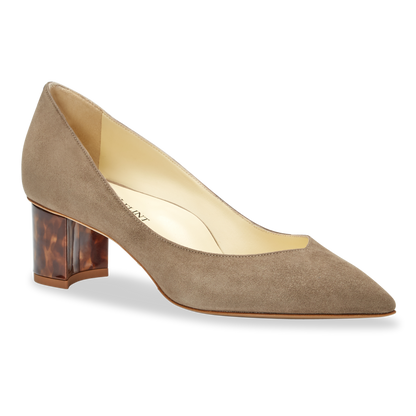 50mm Italian Made Pointed Toe Perfect Emma Pump in Taupe Suede