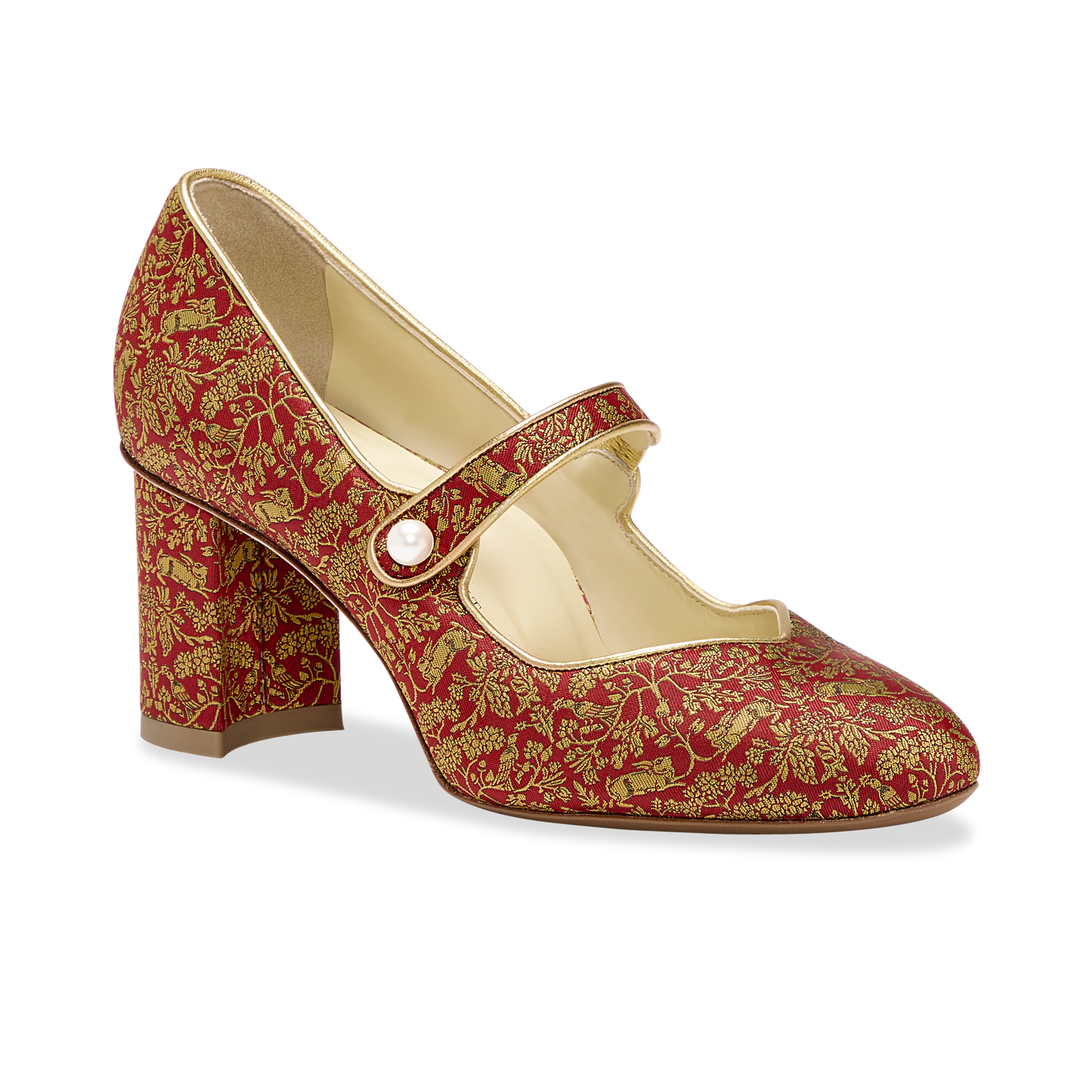 Perfect Mary Jane Pump 70 in Bright Red Rabbit Jacquard