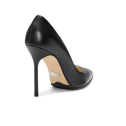 100m Italian Made Pointed Toe Pump in Black Calf