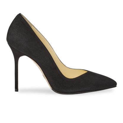 100m Italian Made Pointed Toe Pump in Black Suede