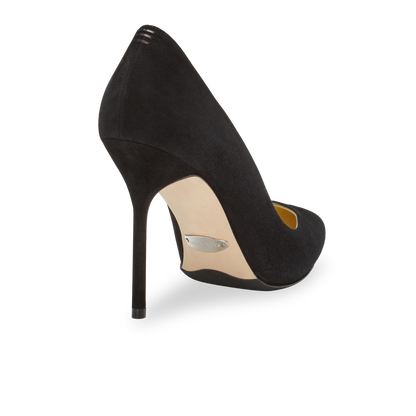 100m Italian Made Pointed Toe Pump in Black Suede