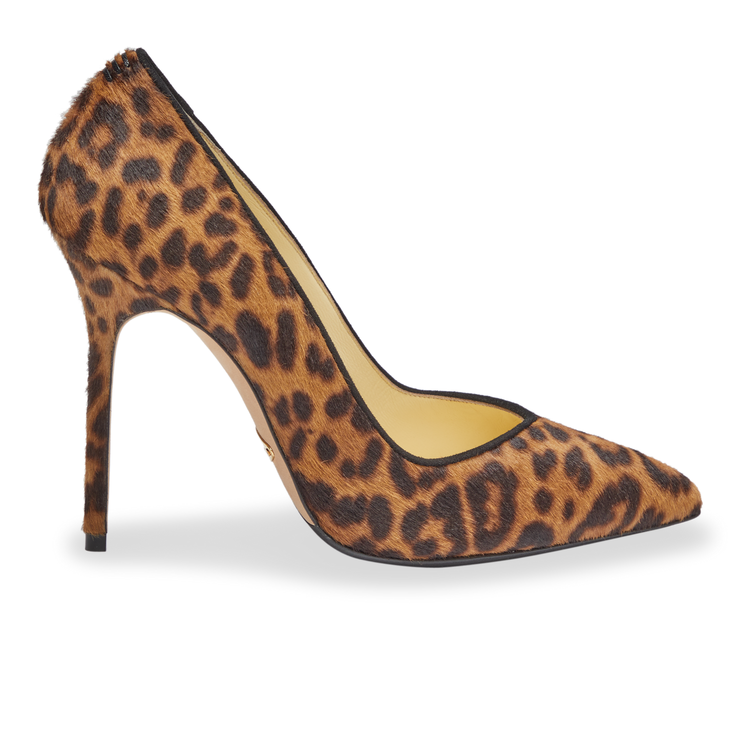 100m Italian Made Pointed Toe Pump in Chocolate Leopard Hair Calf