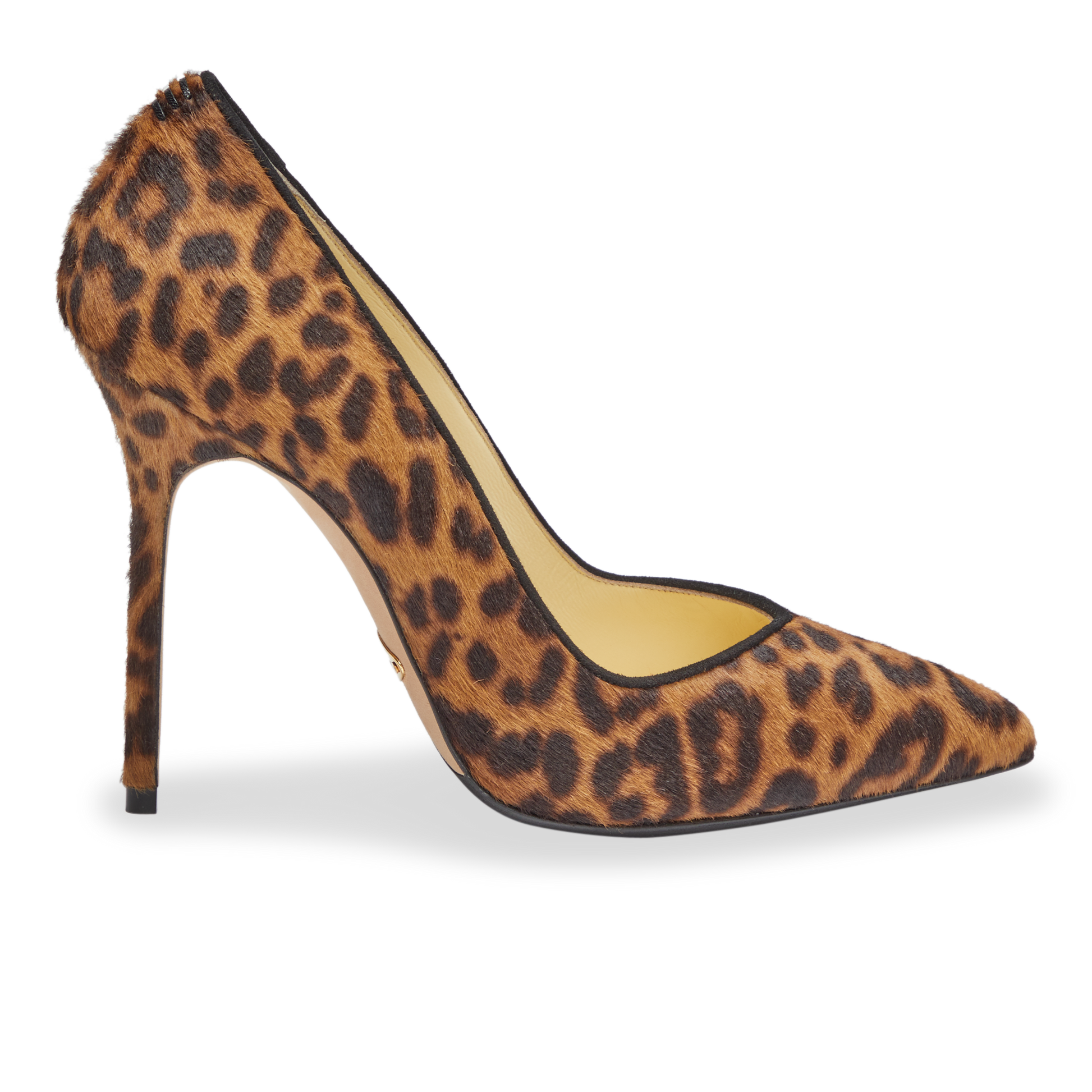 100m Italian Made Pointed Toe Pump in Chocolate Leopard Hair Calf