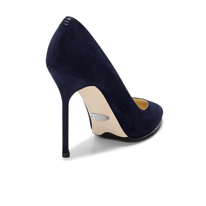 100m Italian Made Pointed Toe Pump in Navy Suede