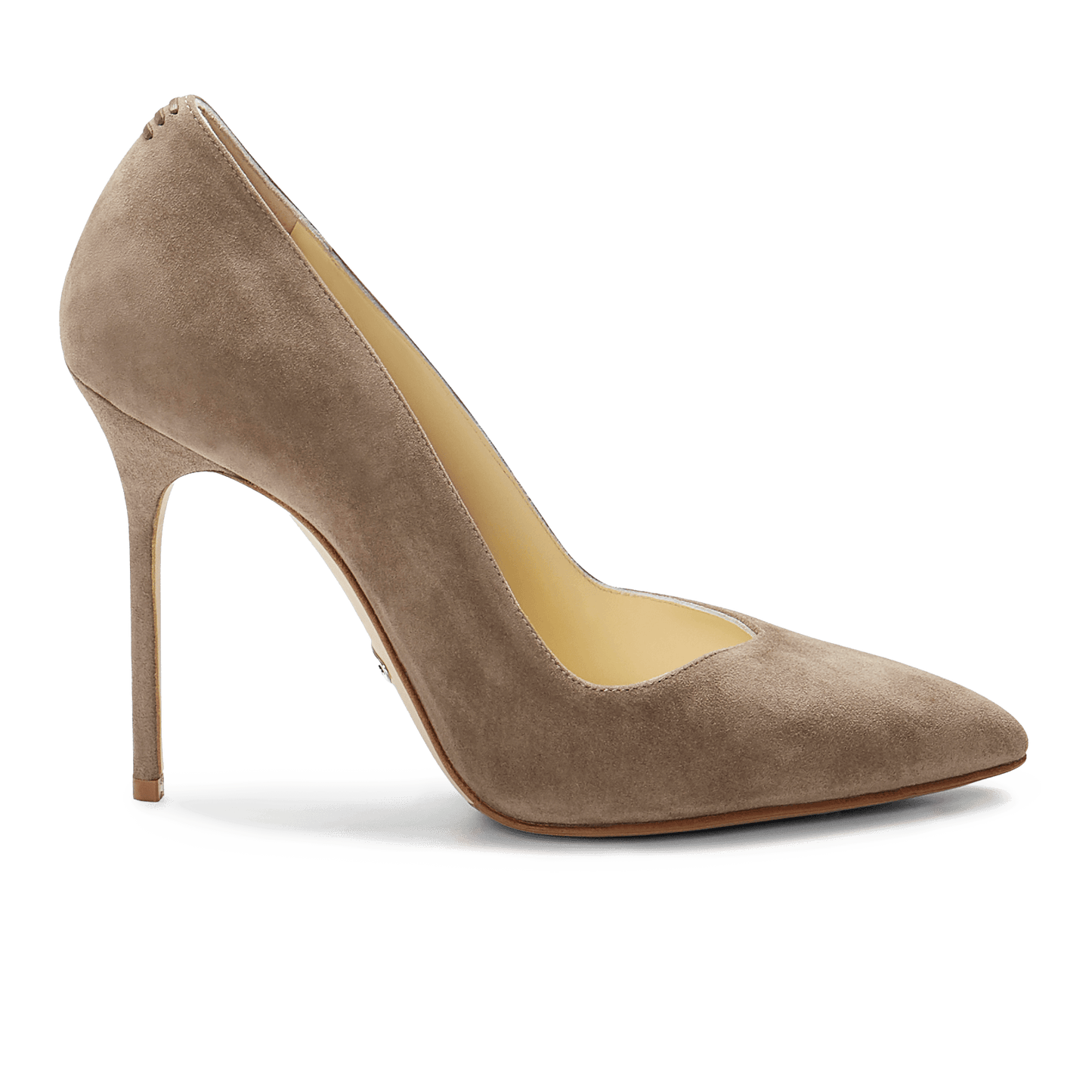 100m Italian Made Pointed Toe Pump in Taupe Suede