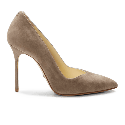 100m Italian Made Pointed Toe Pump in Taupe Suede