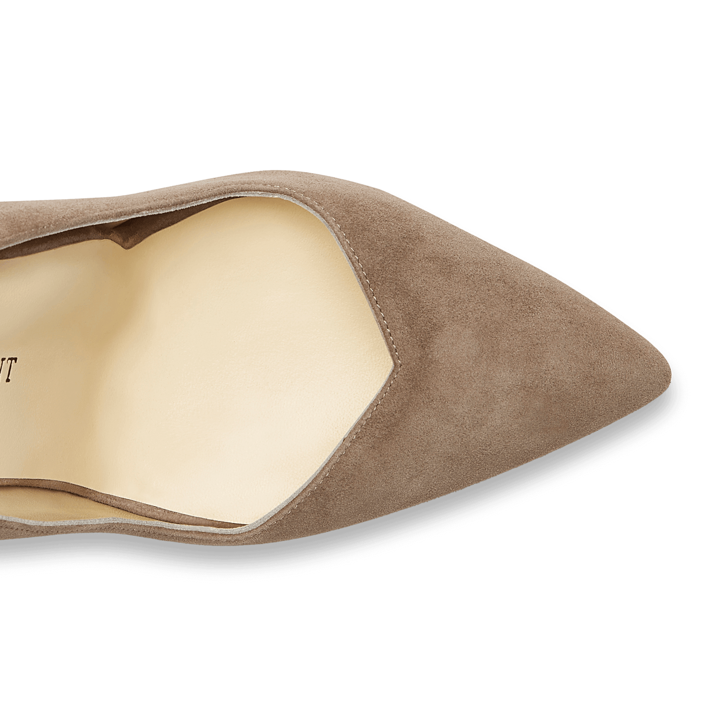 100m Italian Made Pointed Toe Pump in Taupe Suede