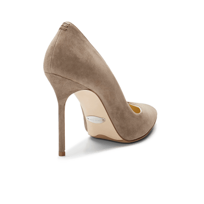 100m Italian Made Pointed Toe Pump in Taupe Suede