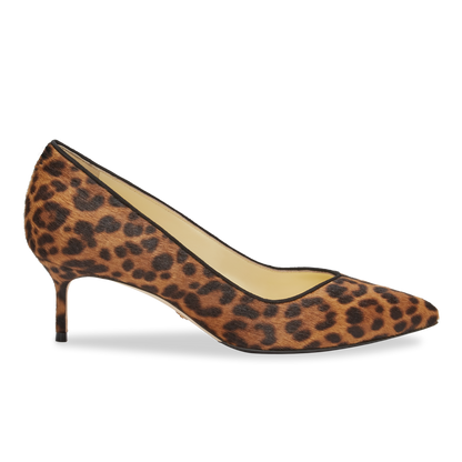 50mm Italian Made Perfect Pointed Toe Pump in Chocolate Leopard Hair Calf
