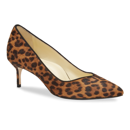 50mm Italian Made Perfect Pointed Toe Pump in Chocolate Leopard Hair Calf