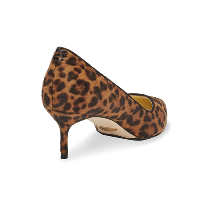 50mm Italian Made Perfect Pointed Toe Pump in Chocolate Leopard Hair Calf