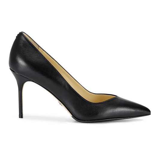 85mm Italian Made Pointed Toe Pump in Black Calf