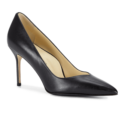 85mm Italian Made Pointed Toe Pump in Black Calf