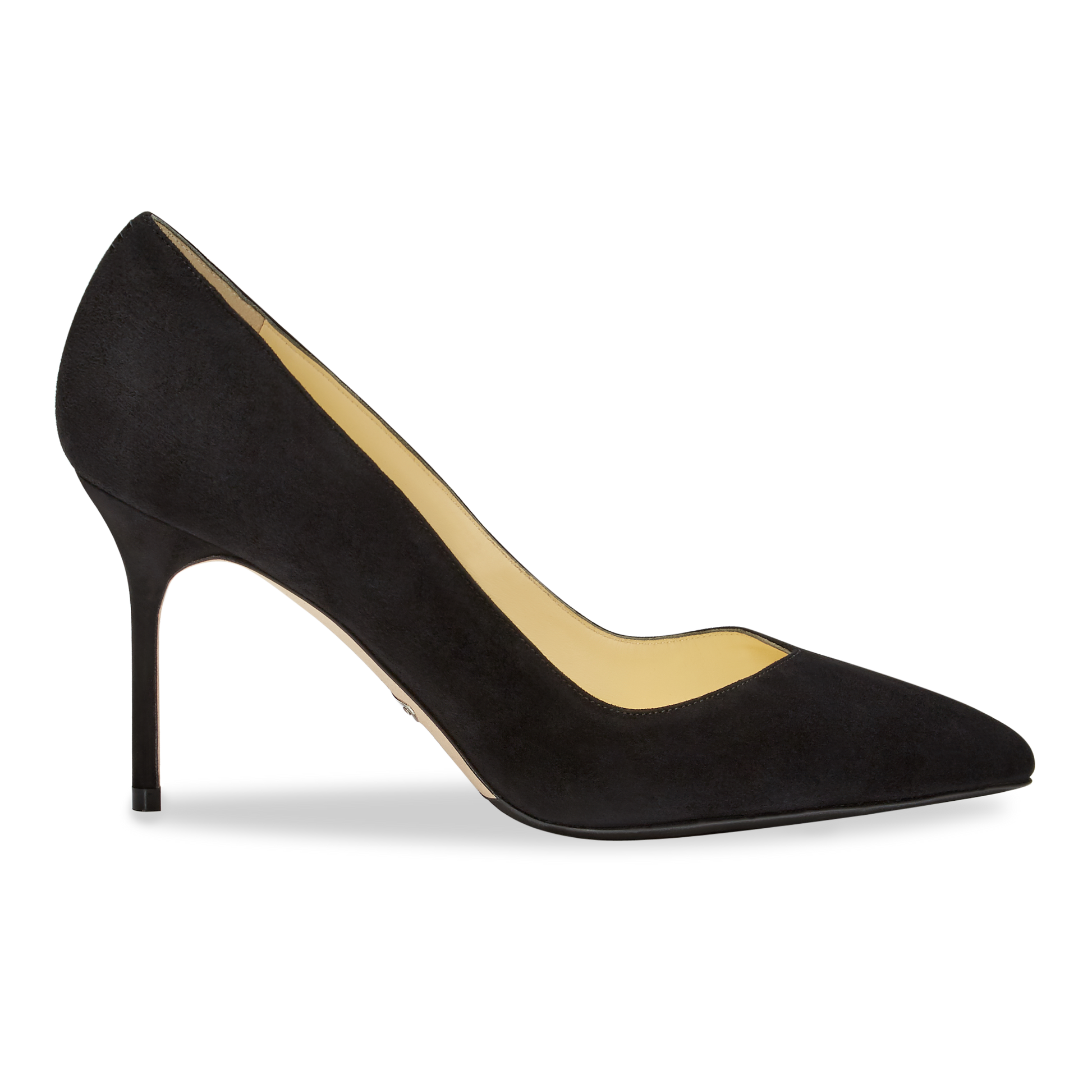 85mm Italian Made Pointed Toe Pump in Black Suede