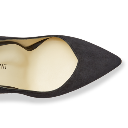 85mm Italian Made Pointed Toe Pump in Black Suede