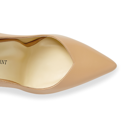 85mm Italian Made Pointed Toe Pump in Sand Calf