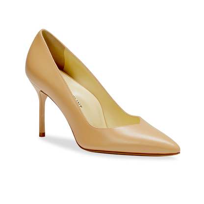 85mm Italian Made Pointed Toe Pump in Sand Calf