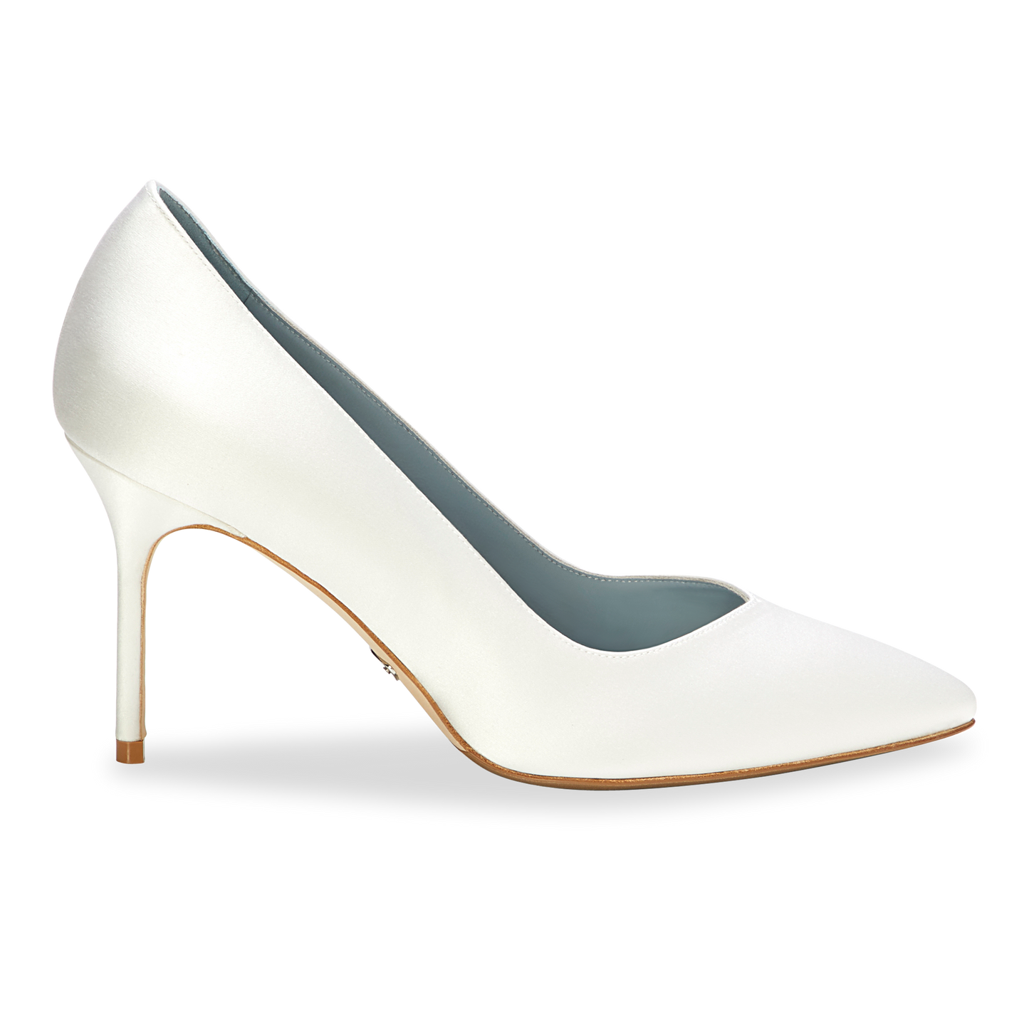 85mm Italian Made Pointed Toe Pump in Wedding White Satin