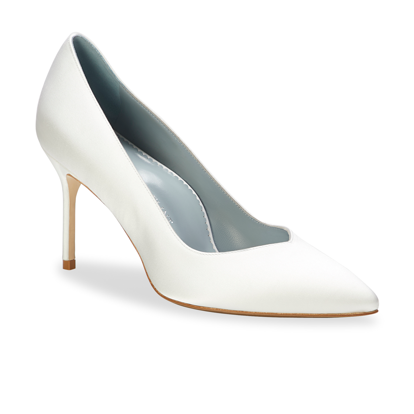 85mm Italian Made Pointed Toe Pump in Wedding White Satin