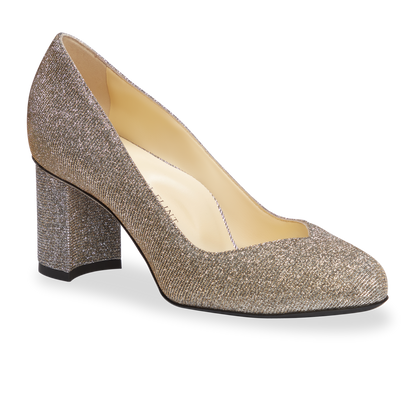 Perfect Round Toe Pump 70 in Gunmetal Lame