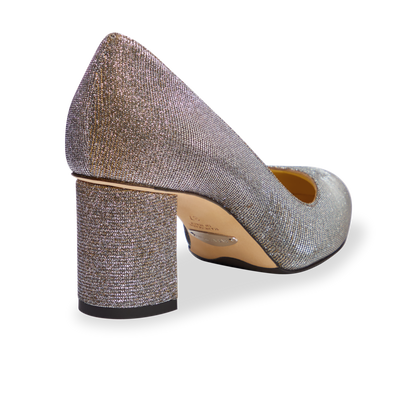 Perfect Round Toe Pump 70 in Gunmetal Lame