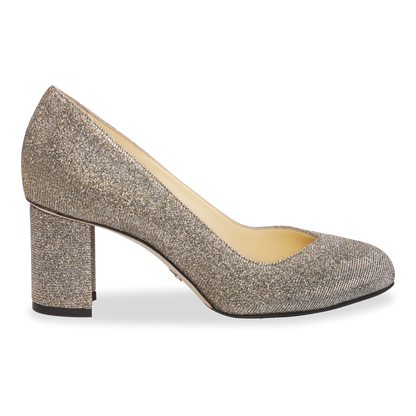 Perfect Round Toe Pump 70 in Gunmetal Lame