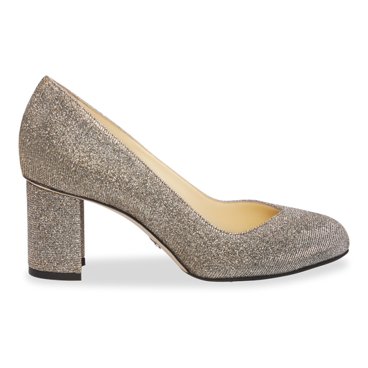 Perfect Round Toe Pump 70 in Gunmetal Lame