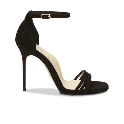 100mm Italian Made Round Toe Perfect Sandal in Black Suede