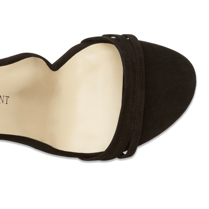 100mm Italian Made Round Toe Perfect Sandal in Black Suede