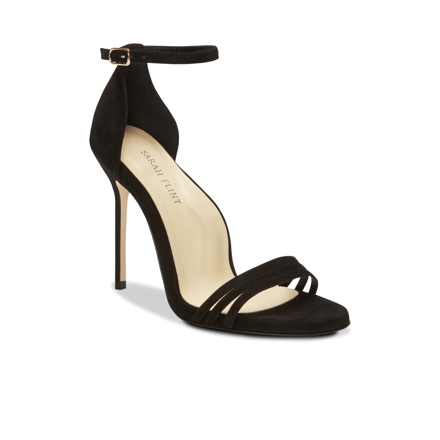 100mm Italian Made Round Toe Perfect Sandal in Black Suede