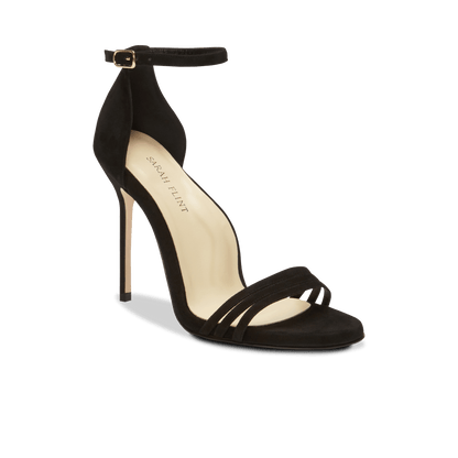 100mm Italian Made Round Toe Perfect Sandal in Black Suede