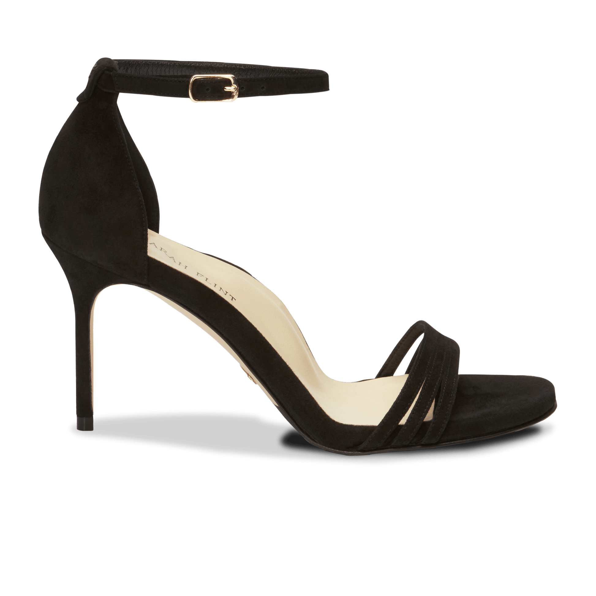 85mm Italian Made Round Toe Perfect Sandal in Black Suede