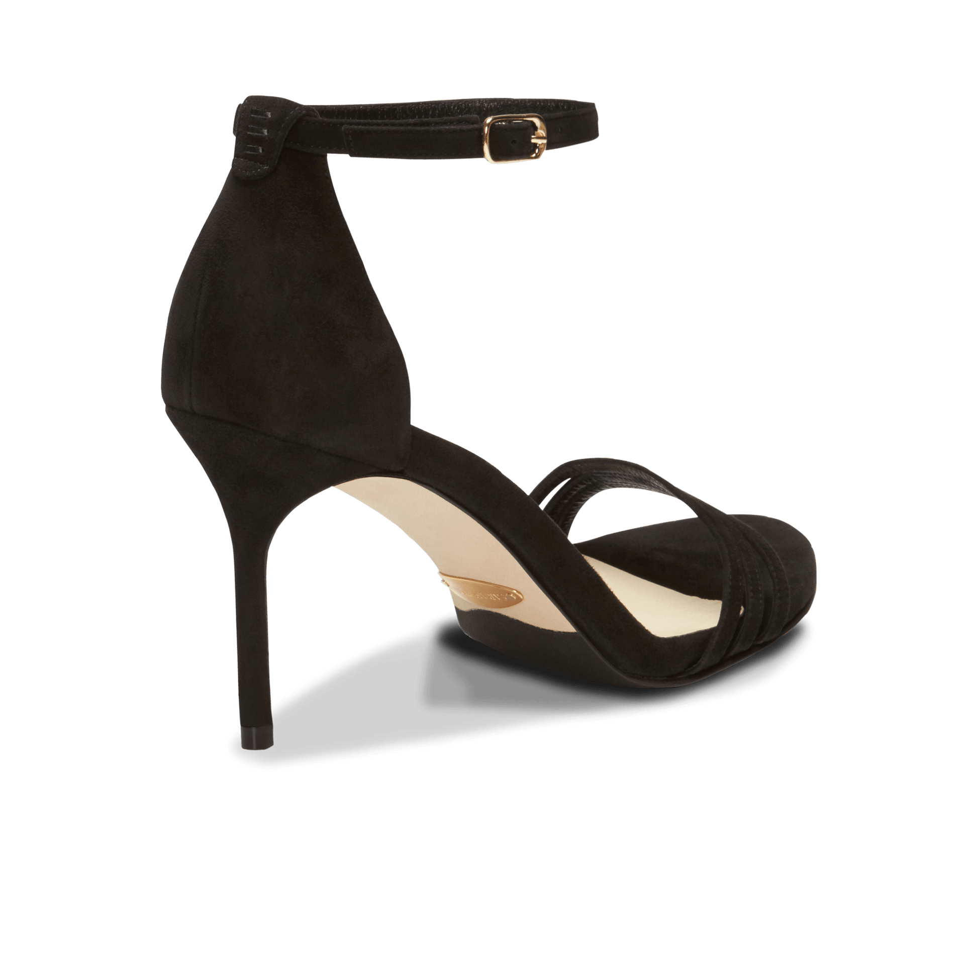 85mm Italian Made Round Toe Perfect Sandal in Black Suede