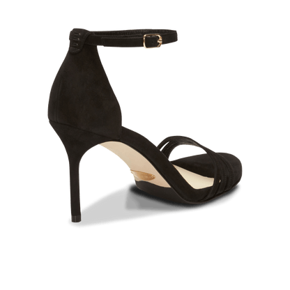 85mm Italian Made Round Toe Perfect Sandal in Black Suede