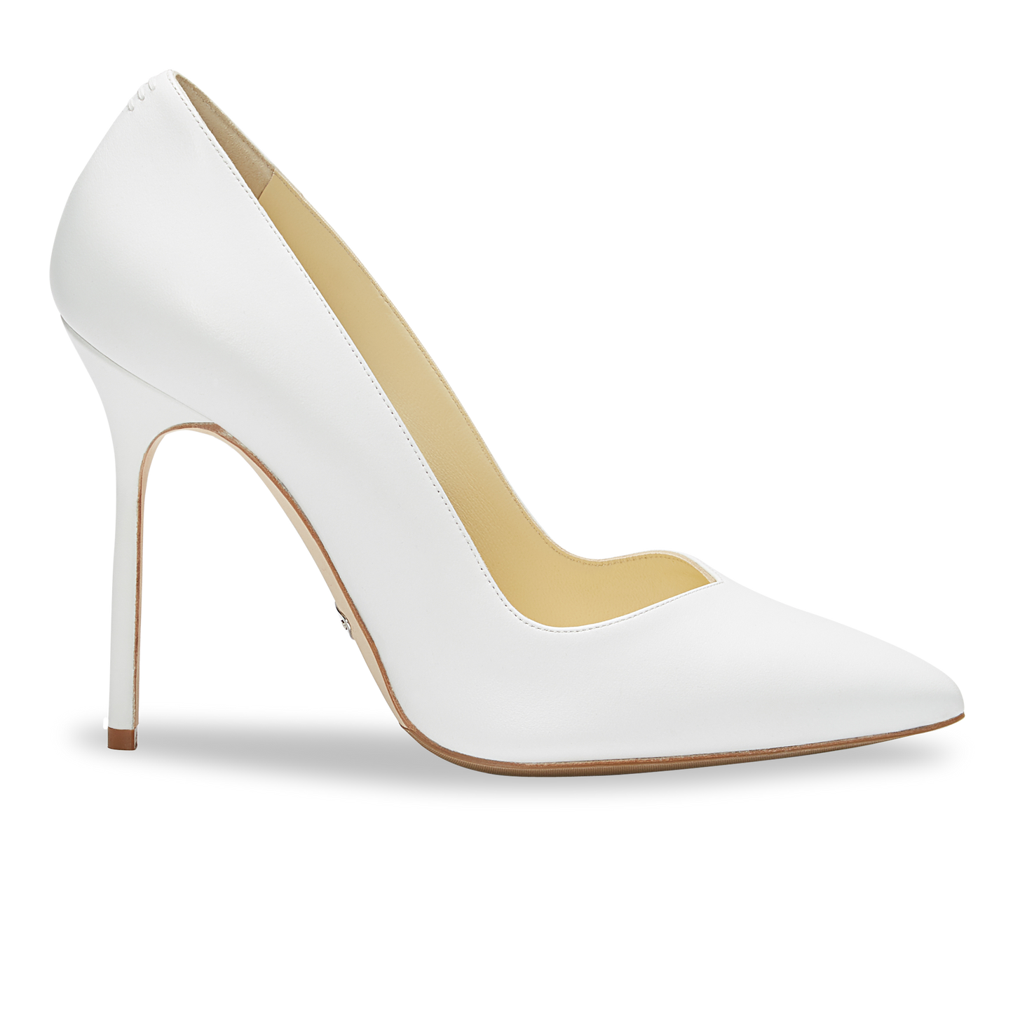 100m Italian Made Pointed Toe Pump in White Calf