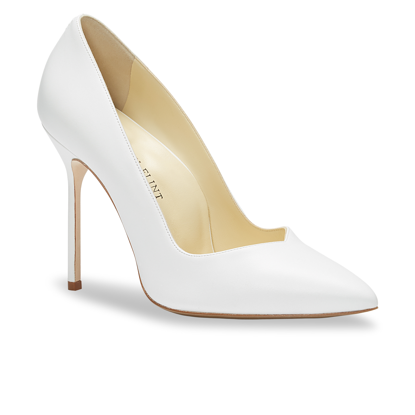 100m Italian Made Pointed Toe Pump in White Calf