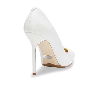 100m Italian Made Pointed Toe Pump in White Calf