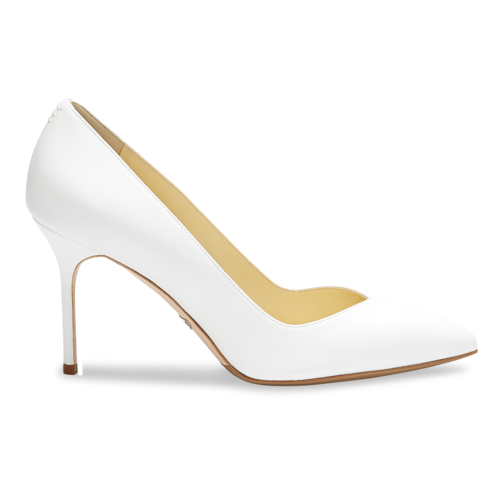 85mm Italian Made Pointed Toe Pump in White Calf