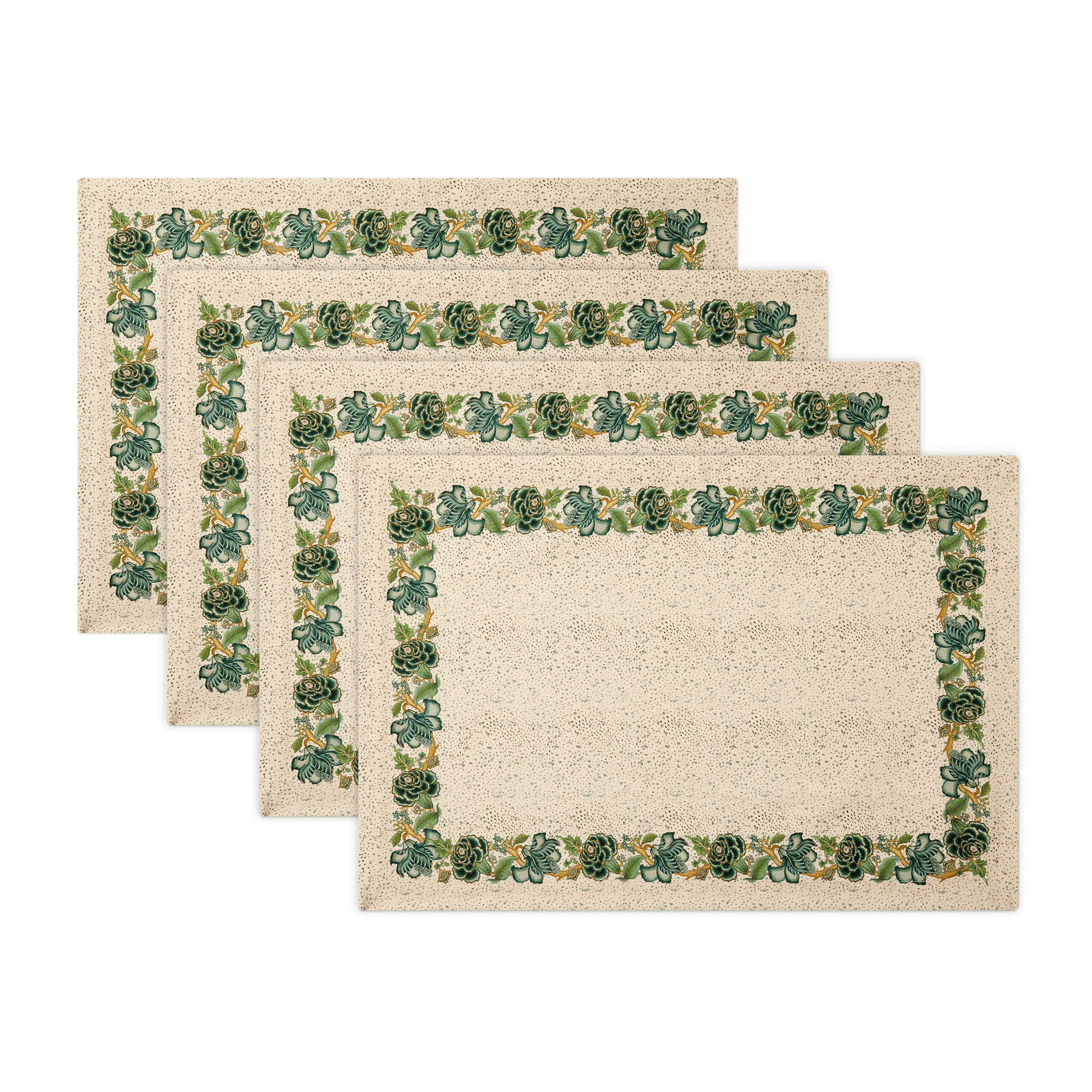 4-Piece Rectangular Placemat Set in Jardin Green Floral Cotton