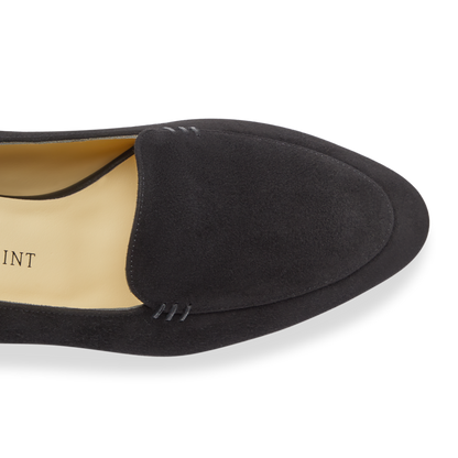 30mm Italian Made Rosie Flat in Black Suede