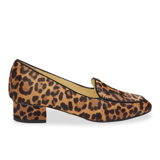 30mm Italian Made Rosie Flat in Chocolate Leopard Hair Calf