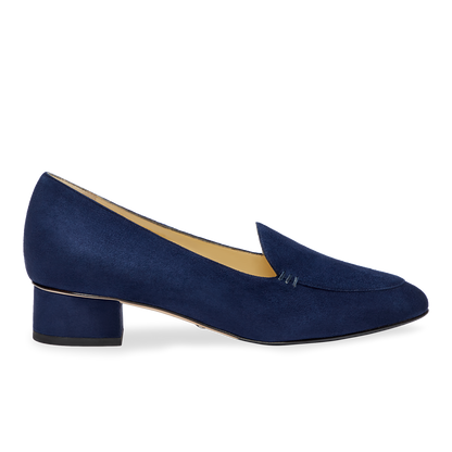 30mm Italian Made Rosie Flat in Navy Suede