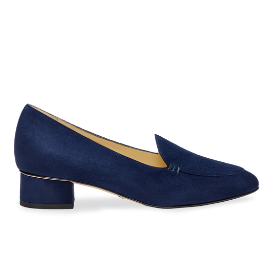 30mm Italian Made Rosie Flat in Navy Suede