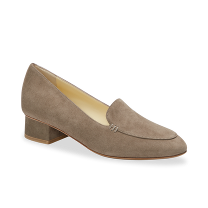 30mm Italian Made Rosie Flat in Taupe Suede