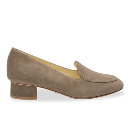 30mm Italian Made Rosie Flat in Taupe Suede