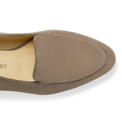 30mm Italian Made Rosie Flat in Taupe Suede