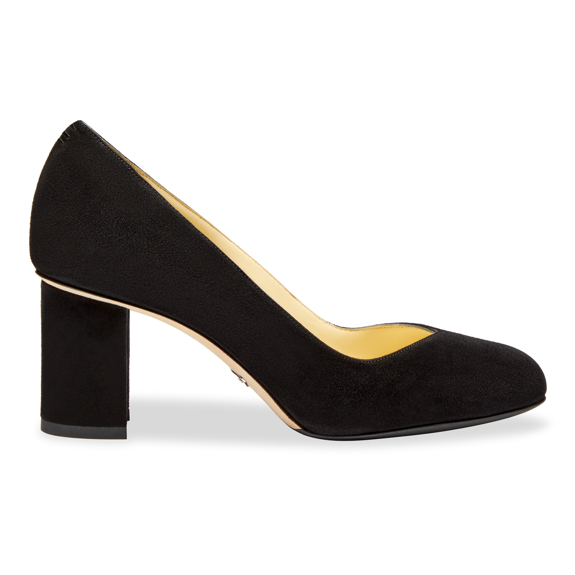 Perfect Round Toe Pump in Black Suede Handcrafted in Italy