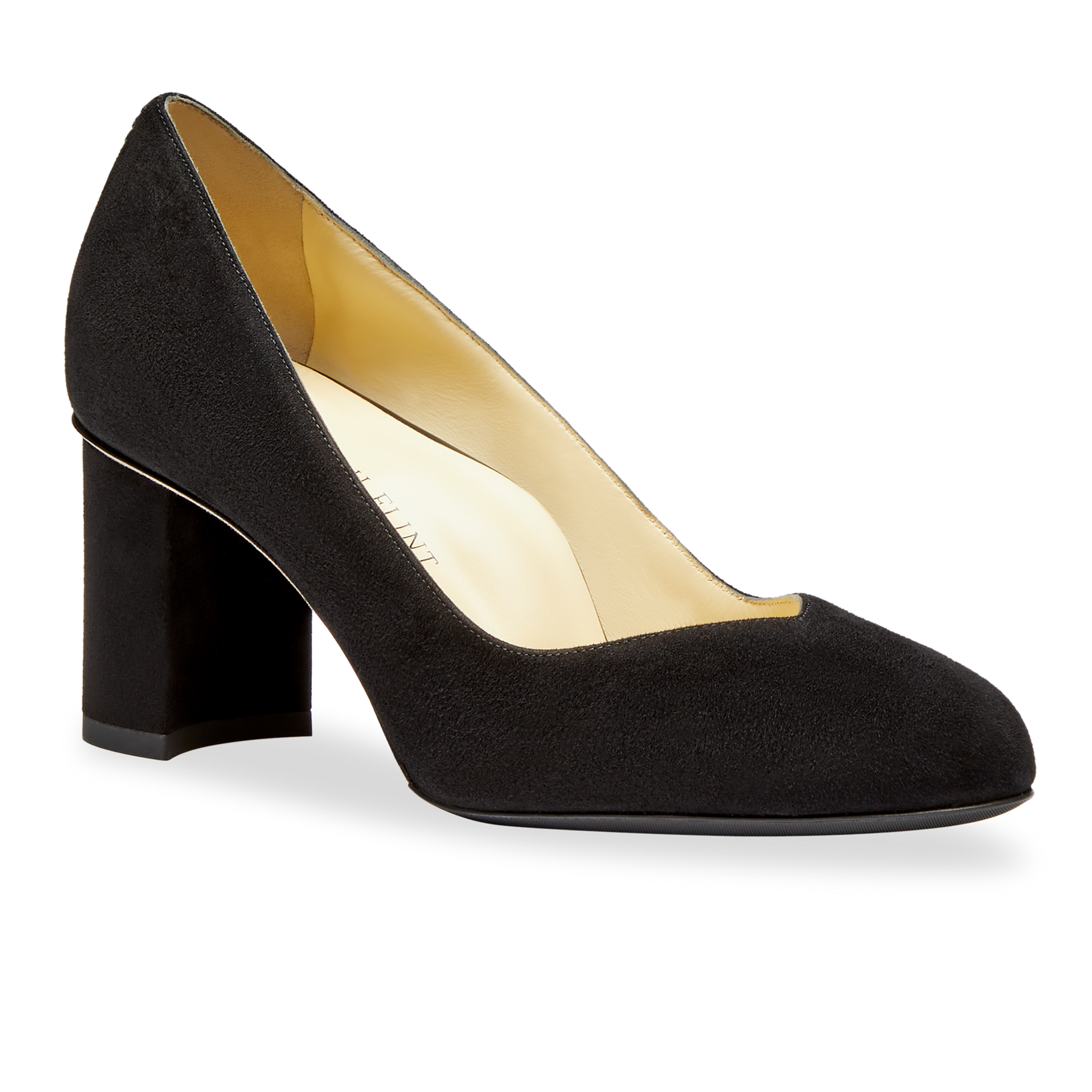 Perfect Round Toe Pump in Black Suede Handcrafted in Italy