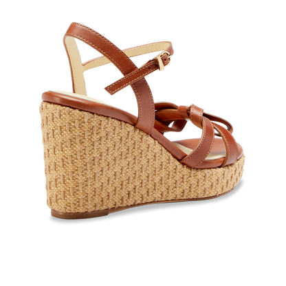 Mirjana Wedge 80 in Saddle Vacchetta & Raffia