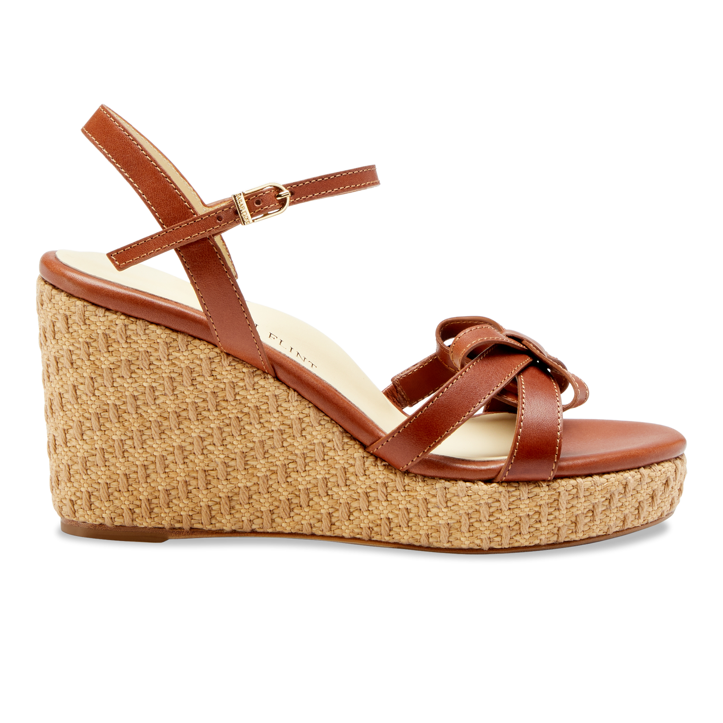 Mirjana Wedge 80 in Saddle Vacchetta & Raffia